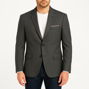 Billy London Blazer Mens Size 44 Regular Gray SingleBreasted Notched Lapel